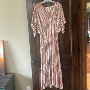 Entro Boutique Style Bohemian Animal Print Batwing Maxi Dress Size Large